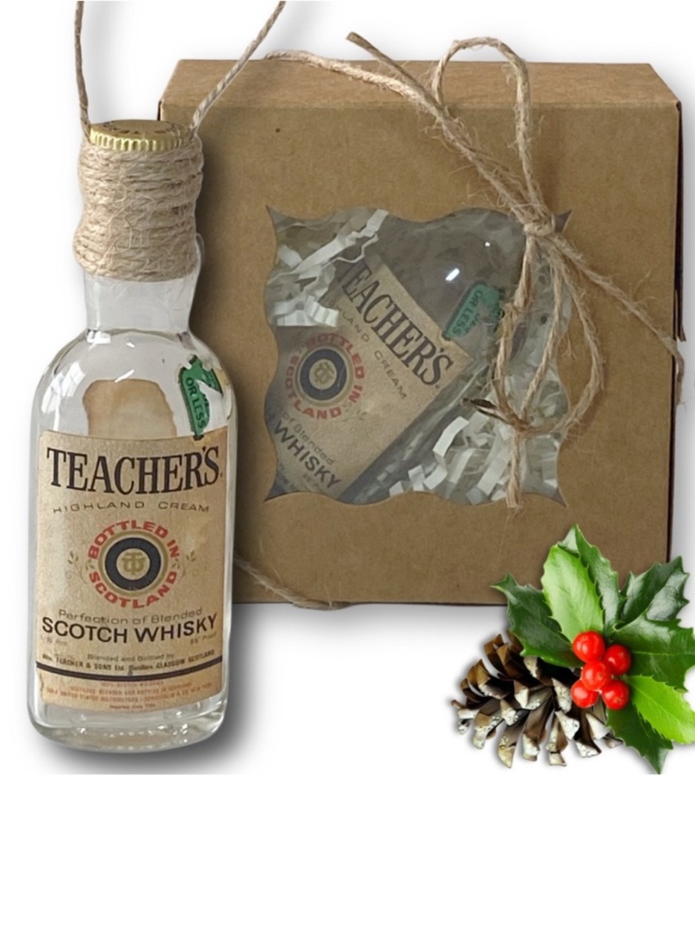 Teacher's Highland Cream Scotch Whisky Artisan Vintage Glass Bottle Ornament